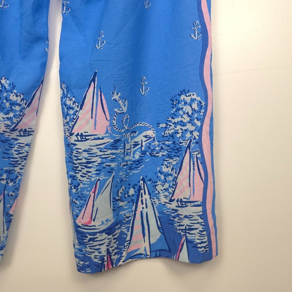 NWOT Lilly Pulitzer Bal Harbour Palazzo Blue A Lil Nauti Engineered Pants XXL - Picture 4 of 12